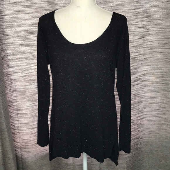 ROCK & REPUBLIC BLACK SHIMMER CREW NECK SWEATER - Picture 1 of 6